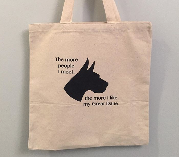 The more people I meet, the more I like my Great Dane – custom tote bag